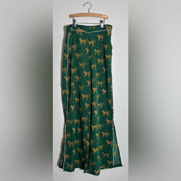 Bouffants And Broken Hearts Other - Bouffants & Broken Hearts Green Cheetah Print Christmas Pajama Pants Size Medium